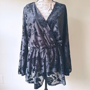 Mod burnt velvet romper L